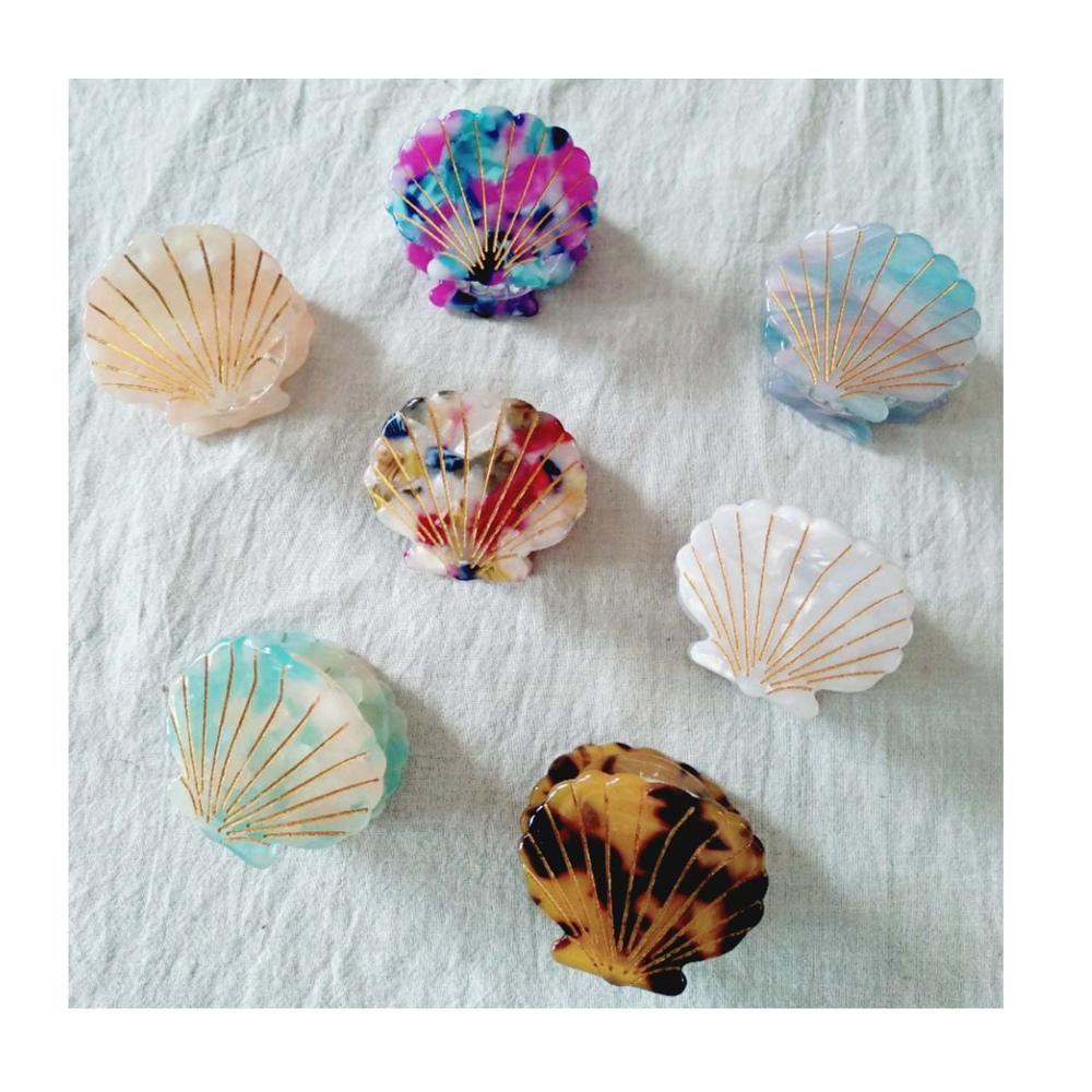 Women Hair Accessories  Sea Shell Small acetate Hair Clamp Claws With acetate hair Clips