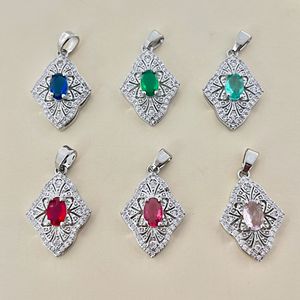 Collier Pendentif Fin Géométrique avec Rubis Sertis Clos, Unisexe, Usage Quotidien, Origine Yiwu XL087 - Product Image 2