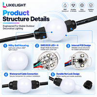 Boule lumineuse à pixels programmable RGB 50 mm, DC24V DMX512 IP67, guirlande lumineuse LED à 360 degrés pour spectacle sur scène, affichage d'effets matriciels 3D