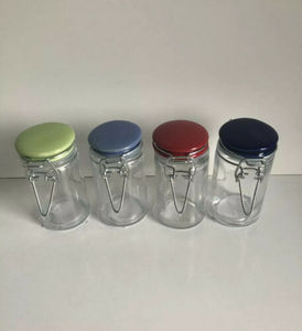 NOUVELLE SÉRIE 4 EN VERRE MINI POTS À ÉPICES CLIP couvercle hermétique couleur tops alimentaire - Product Image 2