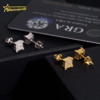 Boucles d'oreilles en argent sterling plaqué or 925 7mm à vis arrière en Moisssanite avec test de diamant glacé au prix de gros
