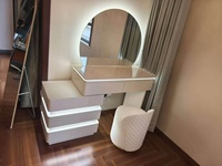 Coiffeuse de luxe moderne avec éclairage intégré et meuble de rangement, pour chambre à coucher, noir et blanc, pour filles, style vintage