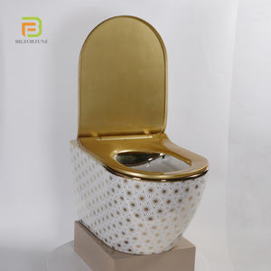 โถสุขภัณฑ์แบบแขวนผนังหรูหรา รุ่น P Trap สีทอง พร้อมฝาปิดแบบลอยตัว วัสดุเซรามิกไร้ขอบ - Product Image 3