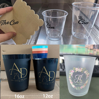 9 gobelets en plastique givré personnalisés Sofia Ali de 16 oz, jetables, avec monogramme, nom et logo pour les invités d'événements et de mariages