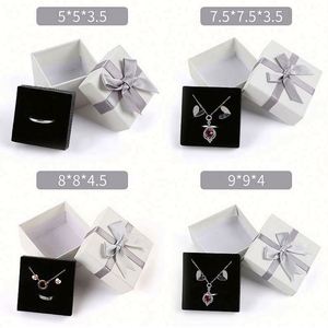 Luxury Black Rectangle Bowknot <b>Earrings</b> <b>Gift</b> <b>Box</b> with Lid Customizable Jewelry Storage Container for Women's Birthday <b>Gift</b> - Product Image 4