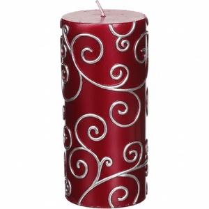 Bougie pilier artisanale en cire de soja gaufrée rouge, écologique, pour la maison et la décoration festive, Halloween, Pâques, célébrations - Product Image 3