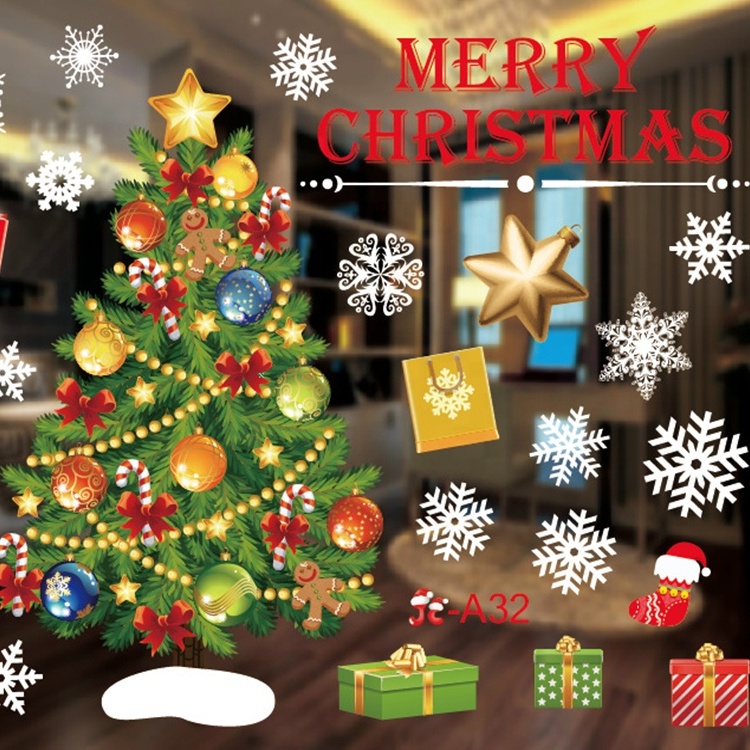 Рождественские декоративные наклейки на окна, автомобильный магазин, Праздничные рождественские наклейки, украшения