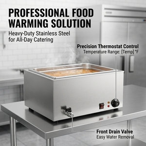 Baño María Eléctrico Rectangular de Acero Inoxidable con Termostato de Precisión para Exhibición de Alimentos en Buffet - Product Image 2