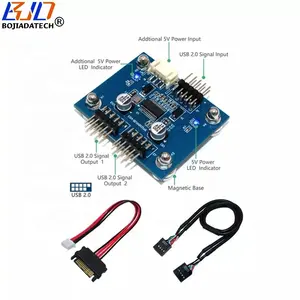 Motherboard 9Pin Header 1 to 2 x USB 2.0 9-Pin Hub Breakout board Adapter With Magnetic pad