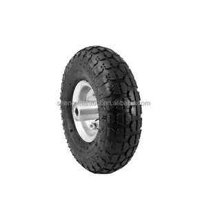 Heavy Duty Pneumatic Rubber Wheel Garden Cart Tire With Long Axle 10x3.50-4 rubber pneumatic beach cart wheel