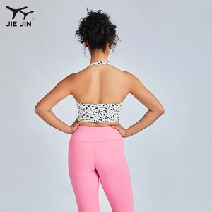 JIEJIN Custom Activewear moda <span class=keywords><strong>Sexy</strong></span> <span class=keywords><strong>Sexy</strong></span> stampa leopardato reggiseno sportivo con scollo all'americana per le donne - Product Image 4