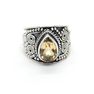 925 Sterling Silver Citrine Statement <b>Ring</b> Handmade Indian Vintage Oxidized Cocktail Jewelry For Women Wholesale - Product Image 1