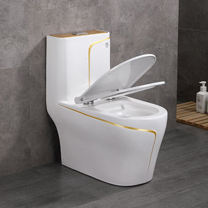 WC monobloc à siphon, grand diamètre, <span class=keywords><strong>noir</strong></span> et doré, sanitaire - Product Image 3