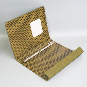 Porte-documents en tissu de lin personnalisé avec anneaux métalliques, classeur de luxe en lin avec mécanisme de reliure métallique - Product Image 5