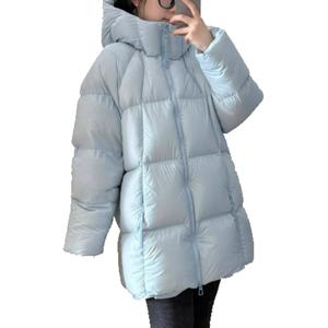 Fabrication de manteaux chauds unis pour femmes, manteau en coton mi-long, fermeture éclair, capuche, coupe-vent, manteau d'hiver pour femmes - Product Image 2