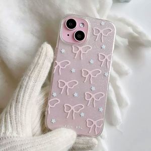 Étui de téléphone transparent avec nœud rose mignon pour iPhone 16 15 14 13 12 Pro Max, étui transparent brillant avec paillettes, coque en silicone souple, funda - Product Image 1