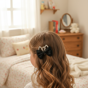 Vendita calda di tendenza Vintage di lusso per bambini fermagli per capelli con fiocco semplice strass fiore Design 5cm semplice decorazione per capelli Vintage - Product Image 3