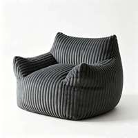 Fauteuil de salon Cozy Bean Bag en velours côtelé anthracite, dossier haut avec accoudoirs, chaise de lecture pour adultes, salon
