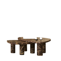 Personnalisé de haute qualité au design moderne marbre rouge centre table basse ensemble 2 pierre naturelle JINZHI pierre facile à nettoyer meubles de maison
