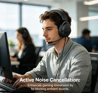 LDON 547 Penjualan Langsung Pabrik USB Dynamic Driver Gaming Over-Ear Headphones Mikrofon Headset Custom Fit Active Noise