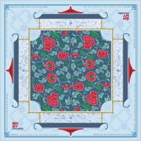 Mahjong américain de luxe moderne avec tuiles en acrylique à trois couches et tapis imprimé Pagode Bleue et Blanche pour soirées poker – Ensemble durable pour 4 joueurs