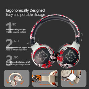 Casque d'écoute sans fil BT 5.4 léger avec motif camouflage graffiti, son surround 3D pour jeux, musique, adolescents - Product Image 5