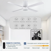 Ventilateur de plafond LED de 48 pouces avec lumière, 3 pales en ABS, moteur BLDC, télécommande, ventilateur décoratif encastré pour la maison