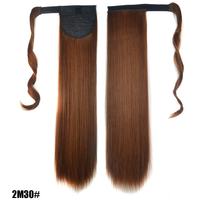 Extensions de queue de cheval enveloppantes de 22 pouces, à clipser, lisses, couleur brun naturel, postiche gris, accessoire de coiffure