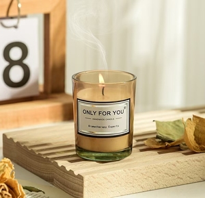 Bougie en cire de soja parfumée 100% naturelle, dans un bocal en verre, avec huile essentielle parfumée Amber Cup, cadeau écologique pour la Saint-Valentin - Product Image 5