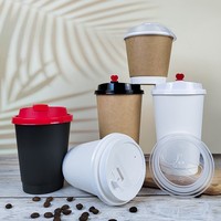 Vaso de Café Desechable de Doble Pared Biodegradable con Logotipo Personalizado, Recubrimiento de PE, Tapa para Llevar, Vaso de Papel para Té con Leche