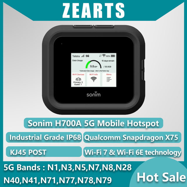 Sonim H700 X75 chip 5G Mobile Hotspot WI-FI 7 Router IP68 rating 6000mAh 2.5Gbps Ethernet port 5GHz 6GHz