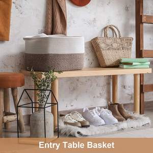 Panier tissé rectangulaire KUYUE, panier <span class=keywords><strong>de</strong></span> <span class=keywords><strong>rangement</strong></span> en corde pour serviettes et couvertures <span class=keywords><strong>de</strong></span> <span class=keywords><strong>salle</strong></span> <span class=keywords><strong>de</strong></span> <span class=keywords><strong>bain</strong></span>, panier <span class=keywords><strong>de</strong></span> <span class=keywords><strong>rangement</strong></span> <span class=keywords><strong>de</strong></span> bureau en coton pliable, sac OPP - Product Image 5