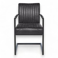 Fauteuil contemporain en cuir avec structure métallique, design élégant, coussin moelleux, structure robuste et style intemporel