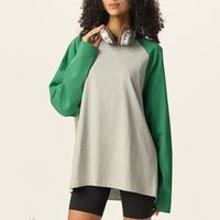 T-shirt à manches raglan pour homme, 100% coton, ample, à manches longues, épais, color-block, sous-vêtement pour homme