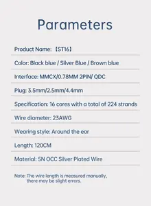 Câble pour écouteurs KBEAR ST16 IEM Cordons améliorés pour casque 16 cœurs MMCX/0.78mm 2 broches/broches <span class=keywords><strong>TFZ</strong></span>/broches QDC Fil de moniteur intra-auriculaire - Product Image 6