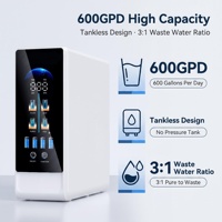 Système de filtration d'eau RO sans réservoir sous évier 600 GPD à haut débit, réduction des PFAS, moniteur TDS intelligent, gain de place, fourniture directe usine OEM