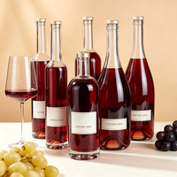 Bouteille de vin en verre transparent vide de 750 ml, type Bourgogne/Bordeaux, avec capsule couronne, pour vin rouge et brassage maison - Vente en gros