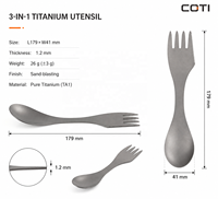 Fourchette-cuillère en titane pur pour le camping, 2-en-1, couverts légers et réutilisables pour la randonnée, le backpacking et les voyages en plein air