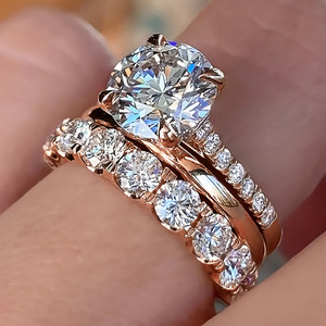 Elegante Set di Tre Anelli con Zirconi per Donne, Gioielli alla Moda per Matrimoni e Feste - Product Image 6