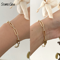 Bracelet en or massif 10K/14K/18K Starsgem, diamant cultivé en laboratoire, taille brillant ronde, unisexe, cadeau classique pour les fêtes