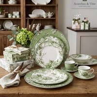 Assiettes en céramique en gros pour hôtels et restaurants – Lot de 8, 10,5 et 12 pouces – Vaisselle en porcelaine à motifs floraux – Vente en gros