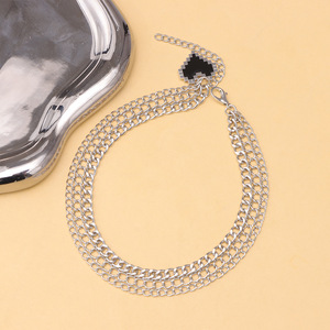 จี้ร้อยรองเท้ารูปหัวใจ โซ่โลหะ โลหะผสมสังกะสี หลายชั้น จี้แฟชั่น สำหรับทุกเพศ สีขาว K - Product Image 3