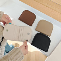 Portefeuille pour femmes de style coréen, multi-fentes pour cartes, porte-monnaie à fermeture éclair, couleur unie, fonction RFID, doublure en nylon, fermeture ouverte, style populaire