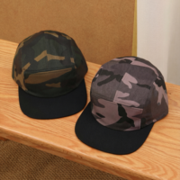 Casquette de baseball 5 panneaux en coton motif camouflage gris woodland urbain, visière plate, sangle réglable, unisexe, vente en gros, deux motifs