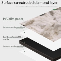 Panneau mural en PVC imperméable de 5/8 mm, panneaux en WPC à texture de pierre, panneaux en cristal de carbone à haute brillance, panneau décoratif pour la maison en bambou et charbon de bois