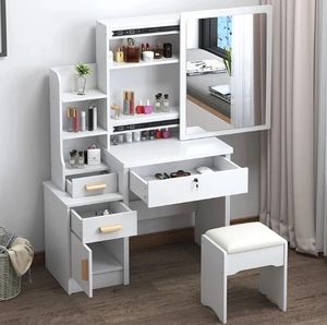 Petite <span class=keywords><strong>chambre</strong></span> à coucher moderne simple coiffeuse <span class=keywords><strong>armoire</strong></span> de rangement intégrée coiffeuse économique - Product Image 6