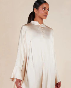 2025 Sharut Dubai Factory高級控えめな夏イードイスラムアバヤ流れるエレガンス軽量サテンと流体ドレープアバヤ - Product Image 4