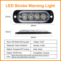 KaiDengZhe Feu de signalisation stroboscopique LED 4SMD 12-24V, protection de classe A, durée de vie de 50 000 heures pour véhicule, auto, camion, remorque, balise
