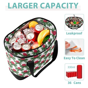 Sac isotherme à bandoulière pour le déjeuner, motif floral tropical hawaïen, en polyester durable, sac fourre-tout isotherme pour le déjeuner - Product Image 3