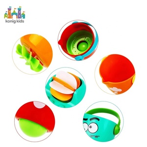 Jouet de <span class=keywords><strong>bain</strong></span> pour bébé, ensemble de 3 tasses empilables avec de jolies faces d'animaux, <span class=keywords><strong>jeu</strong></span> interactif de versement et de flottaison pour les tout-petits - Product Image 4